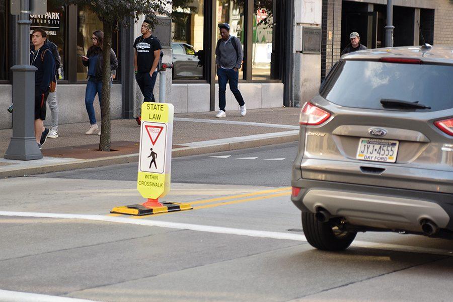 Point Park Chief of Police Jeffrey Besong announced Thursday, Oct. 27, that the university’s police department received permission to install new crosswalk signs at the intersection of Wood Street and First Avenue.