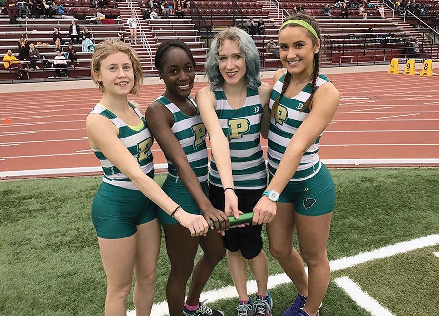 The women’s distance medley relay team of Katie Gurnaccia, Olukemi Olugbakinro, Anna Shields and Taylor Celich ranks  first in the NAIA after the SPIRE Midwest Open this past weekend in Geneva, Ohio. 