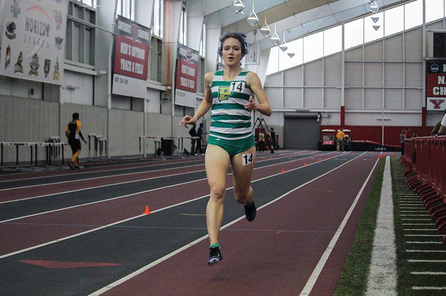 Anna+Shields%2C+sophomore%2C+ran+in+the+5000+meter+and+placed+first+in+the+NAIA+with+her+time.+She+ran+17%3A32+at+the+YSU+College+Invite+on+Friday.