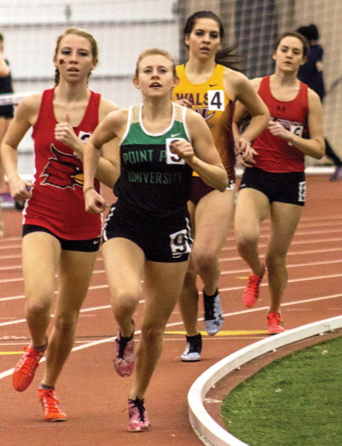 Katie Guarnaccia competes at the 2016 SPIRE Invitational on Feb. 6 in Geneva, Ohio. The junior distance runner hopes to return to the NAIA Indoor National Championships this season.