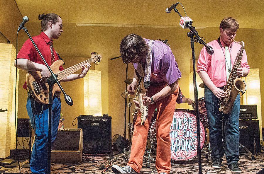 Chase+and+the+Barons+perform+at+WYEP+studios+on+the+South+Side+Mon.+March+6.+SAEM+students+were+invited+to+watch+the+live+performance.