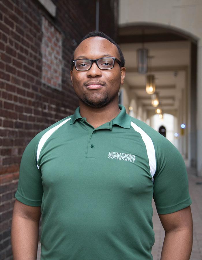 Davion Heron is a junior musical theatre major who has served on USG for four years as a senator, recording secretary and vice president.