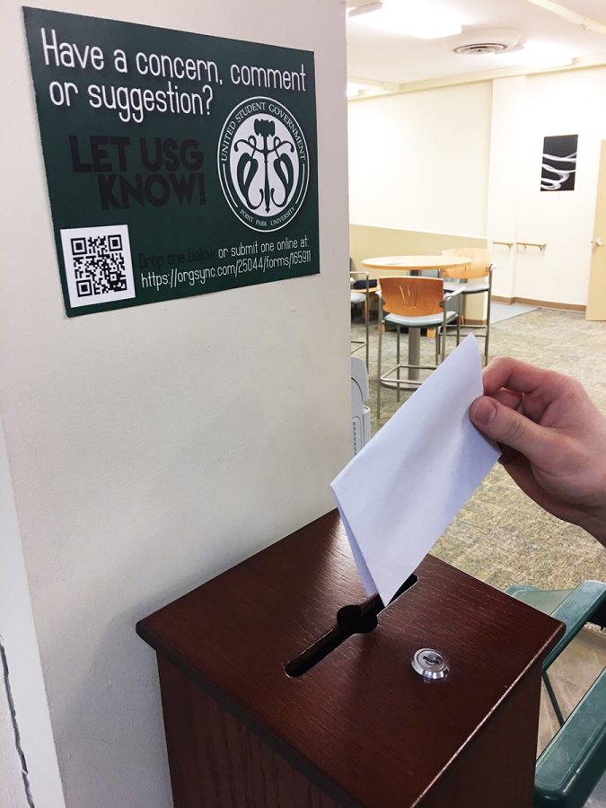 USG suggestion boxes are located in Thayer Hall, Lawrence Hall, and West Penn and are checked every week for new inputs.