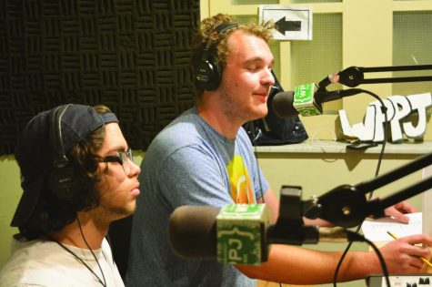 Chris Copen and Krist Muñoz-Malavé, freshmen cinema majors, recording their show “Radio Somewhere.”