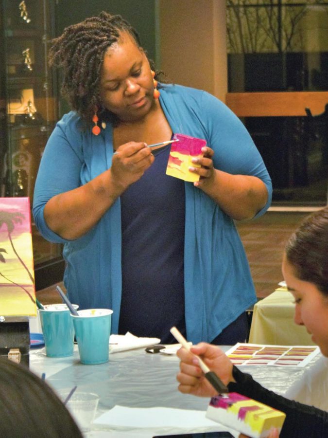 BSU members participate in art therapy during the pop-up paradise event. 