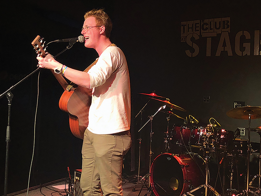 Gabe Reed performing at the Club at Stage AE last Thursday during his EP/music video release show. Reed won this year’s Pioneer Star competition held by Point Park’s Pioneer Records.
