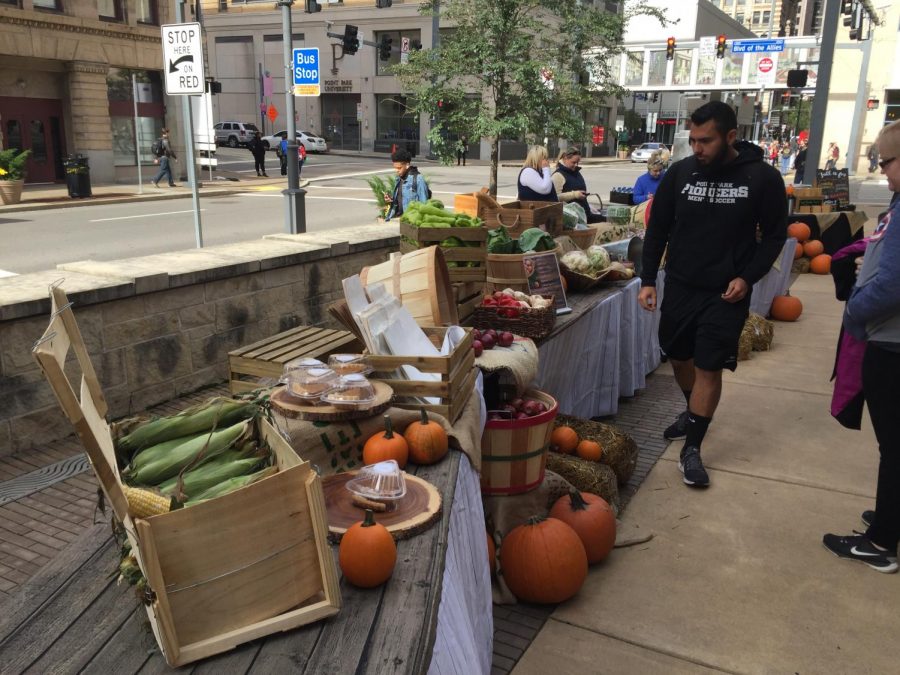 Junior Niko Roros strolls along the farmer’s market-style selection during AppleFest. The event was put on by CulinArt and featured live music, fall-themed favors and plenty of pumpkins and apples.