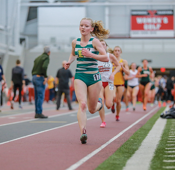 Freshman Alyssa Campbell competes at the Youngstown College Invitational. Last weekend, Campbell qualified for nationals in the 3,000 meter event. 