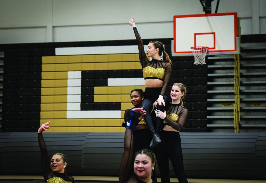Members of the dance team compete at their first home meet that was held earlier this year at Gateway high school in Monroeville, Pa. 