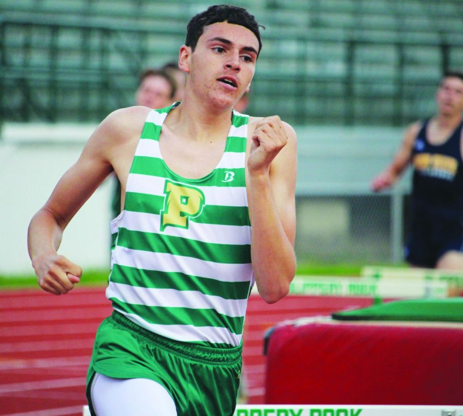Xavier Stephens races at Slippery Rock last year. The junior beat his own school record in the 1,500 meter last weekend with a time of 4:00.82.