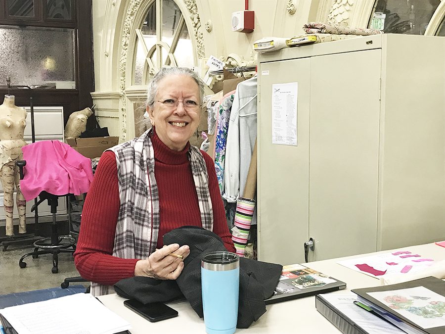 Wardrobe and Inventory Supervisor Joan Markert at a work sta- tion in the Playhouse Costume Studio next to the Playhouse cafe.