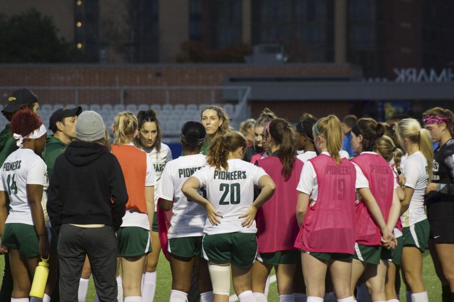 Point Park womens soccer team before a game