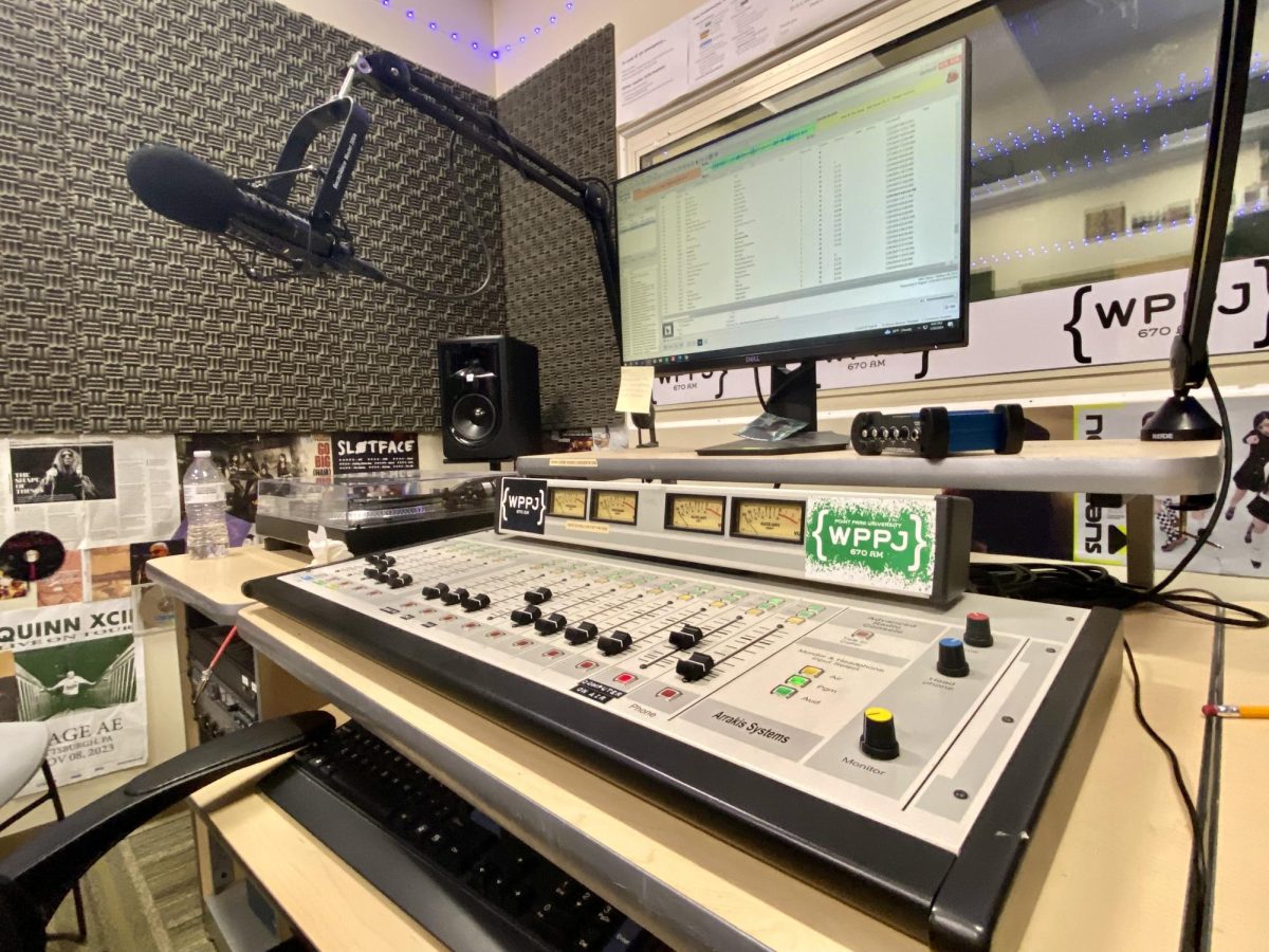 Inside the WPPJ radio studio, where the computer that had a malfunction led to two songs being on loop for an entire weekend.