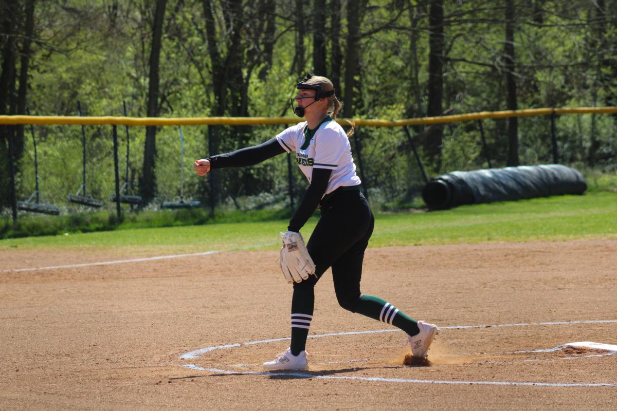Sophomore+pitcher+Jaylyn+Mullenax+pitching+against+the+Midway+Eagles+on+March+24.