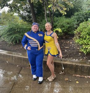 Aurora Coy (Left) and Hailey Stoner (Right), members of the University of Pittsburgh marching band.