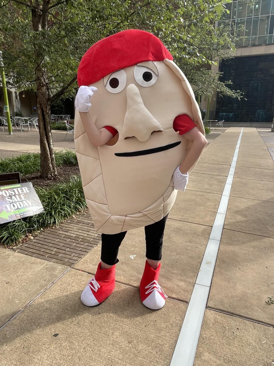 Regi the pierogi convinces Point Park students to register to vote.