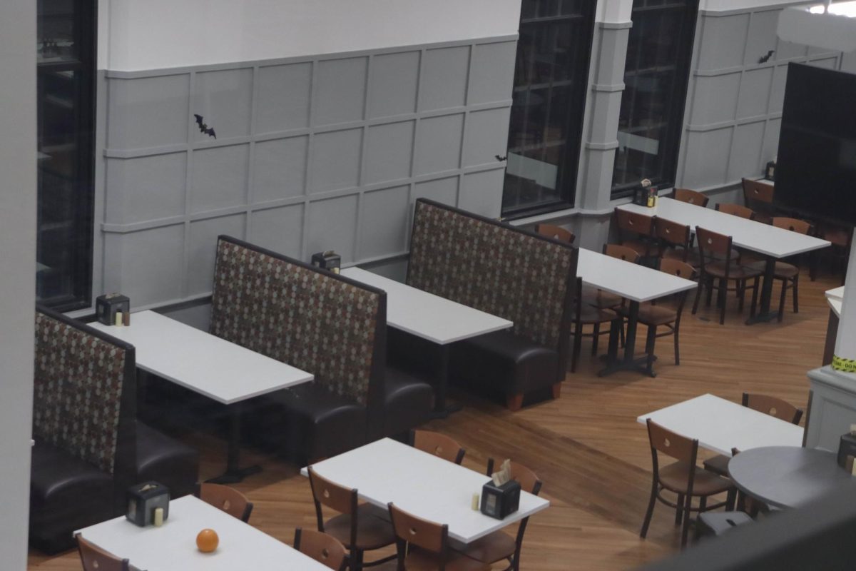 The Dining Hall faculty on the third floor of Lawrence Hall sits empty after hours. 