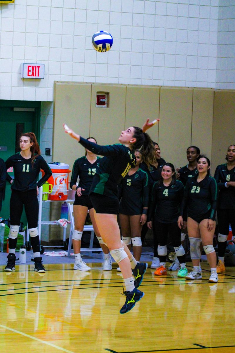 Giulia Follador serves against Davis & Elkins on Sept. 26.