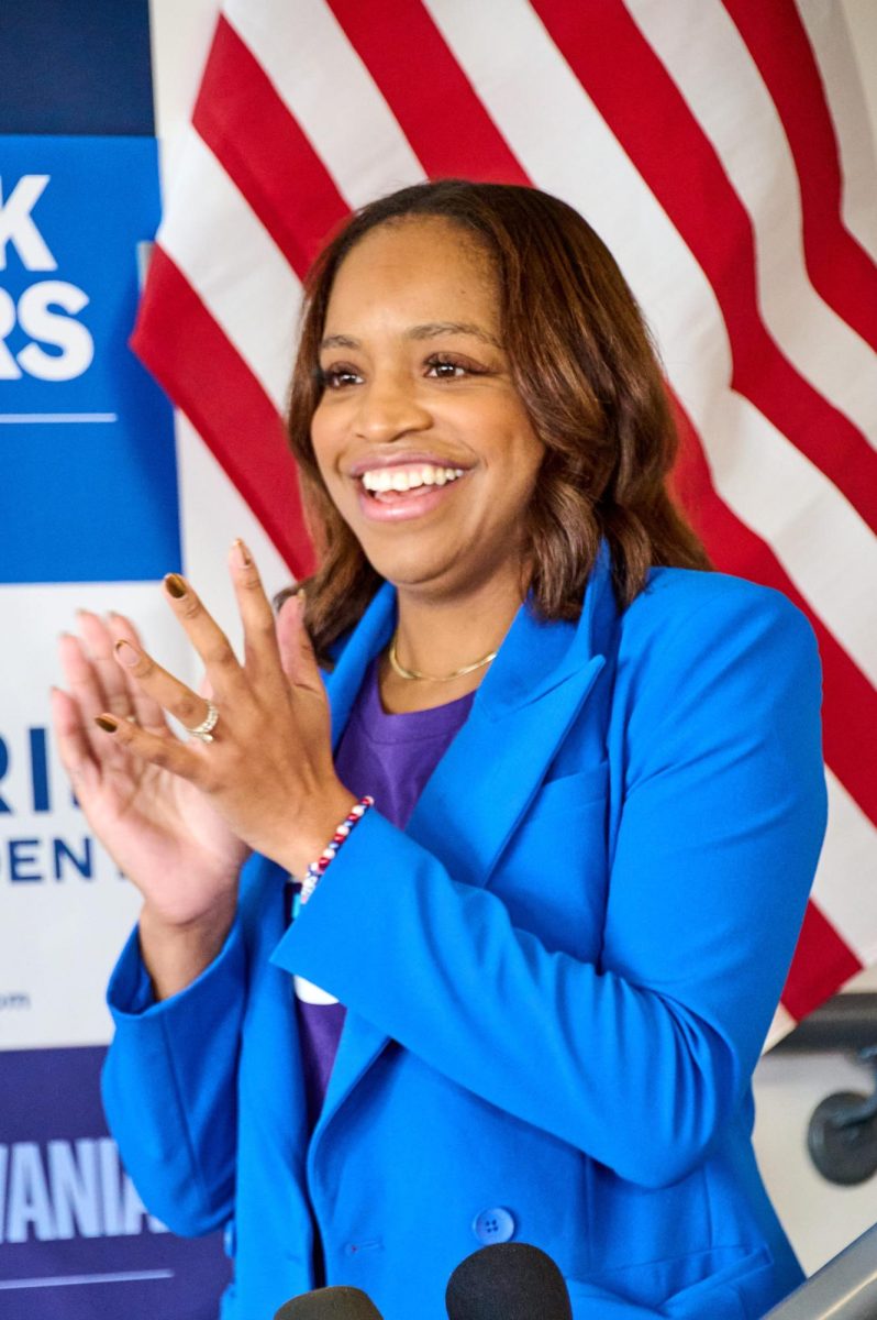 Actress Scarlett Johansson and Second Lady of Pennsylvania Blayre Holmes Davis joined Pittsburgh in a canvas launch for Vice President Kamala Harris Sunday afternoon at the Harris Walz Campaign’s East Liberty Headquarters just two days before the election.