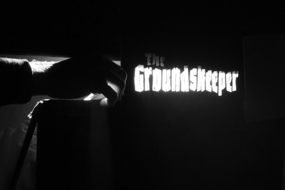 Title card for the film "The Groundskeeper," created by senior cinema production and cinema arts majors. 