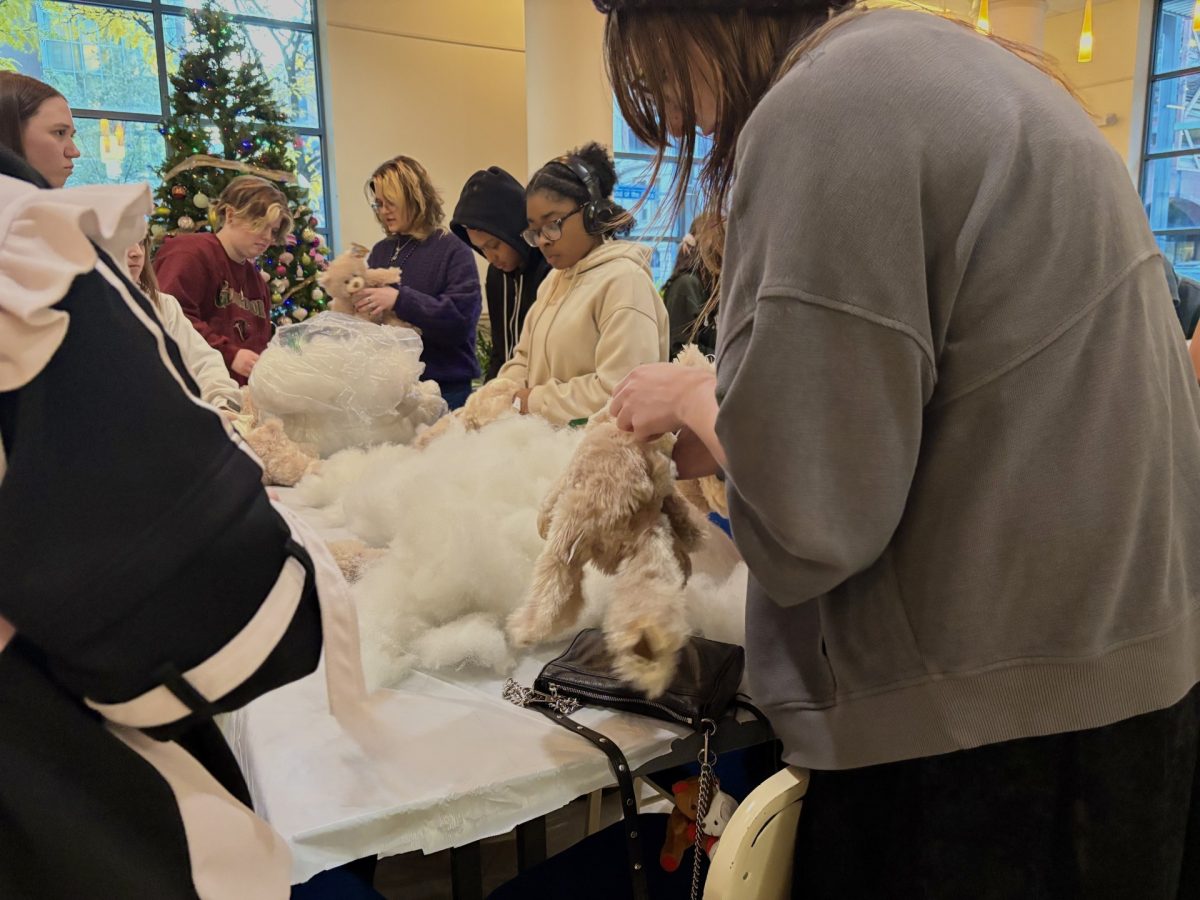 Students stuff bear plushies during the Campus Activities Board’s annual “Bears to Build” event on Nov. 13, 2025.