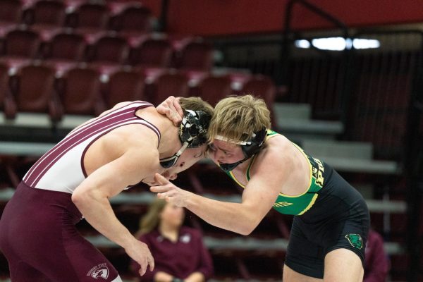 Preston Chandler competes in a Fairmont State dual on Dec. 5 in West Virginia.