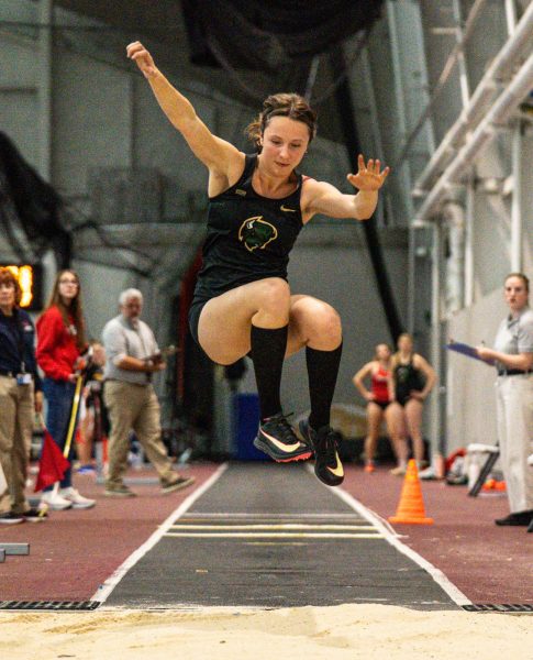 Dunya Van den Tooren competes in the triple jump at the YSU Icebreaker on Dec. 5, 2025.