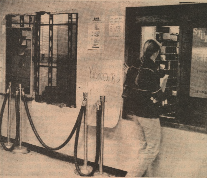 At the time, Construction was ongoing with Lawrence Hall’s mailroom. It’s easy to note how different it looks. Photo taken Feb 12. 1980.