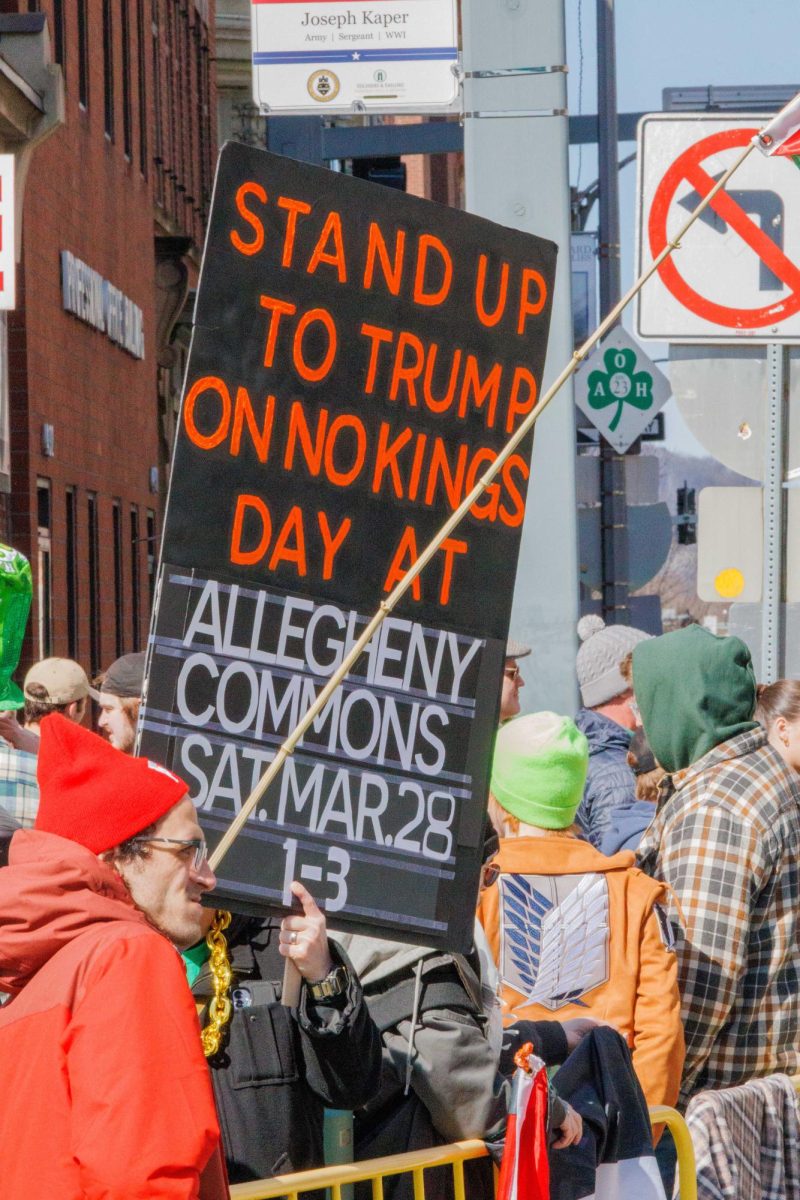 Protesters show out during the St. Patrick's day parade on Mar. 14.