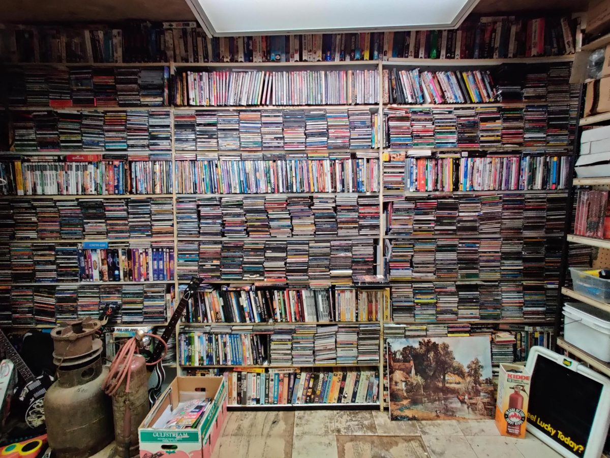 This thrift store in Erie is stacked up to the ceiling in physical media.