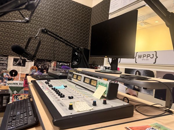 WPPJ’s radio studio in Conestoga Hall, which is where music across campus comes from.