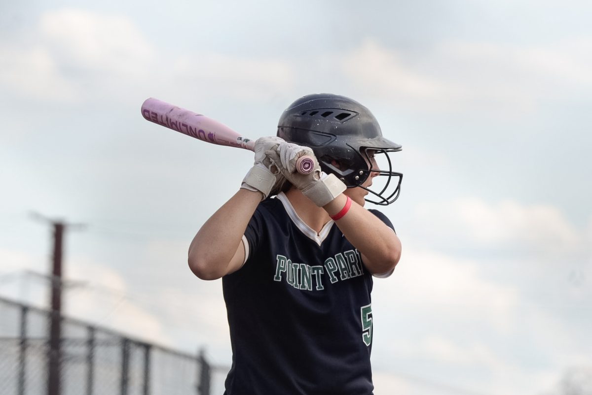 Junior Ava Hubble takes an at-bat in a doubleheader vs. Davis & Elkins at home on April 4.