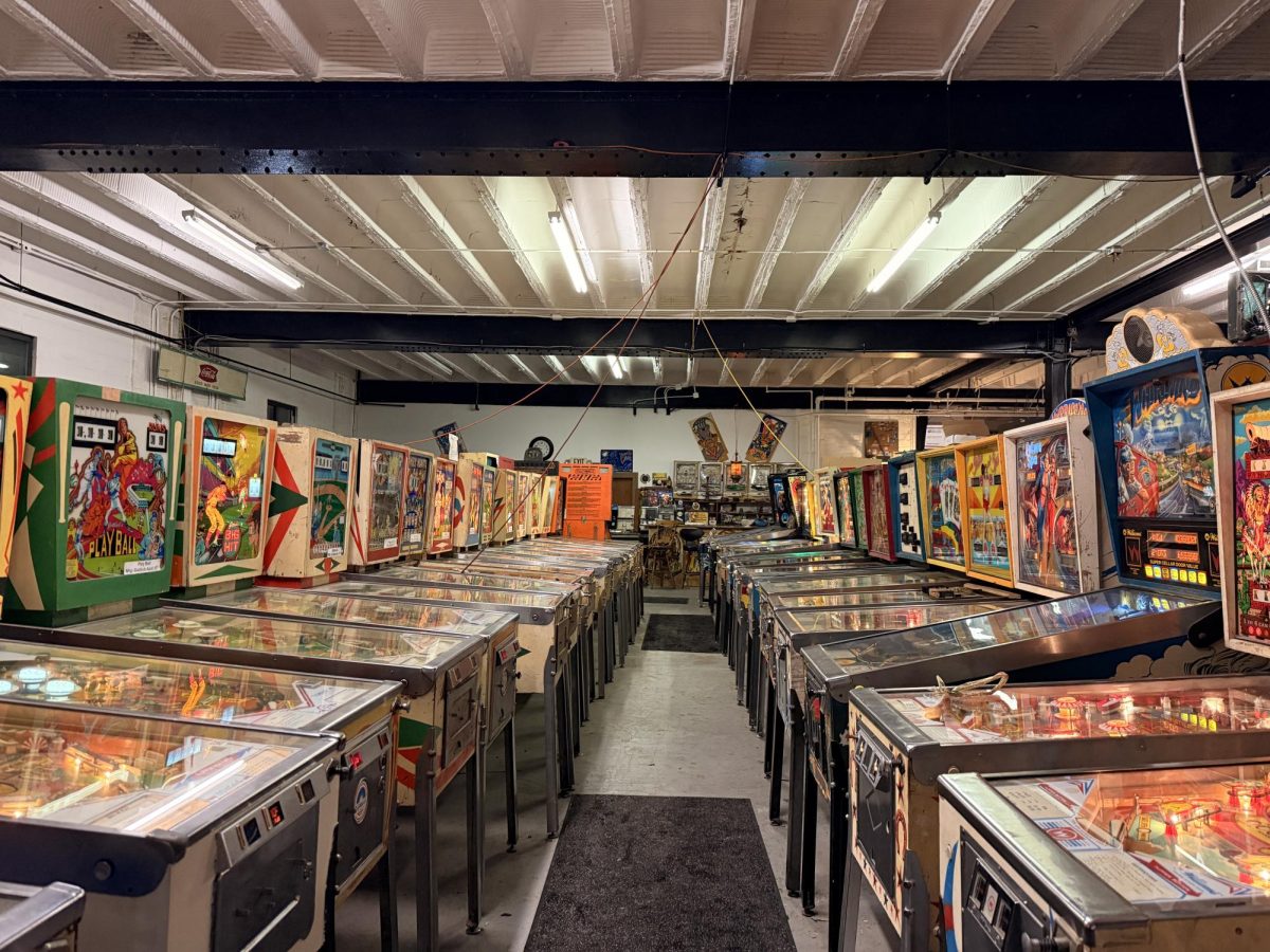 Rows upon rows of pinball machines at Pinball Perfection.