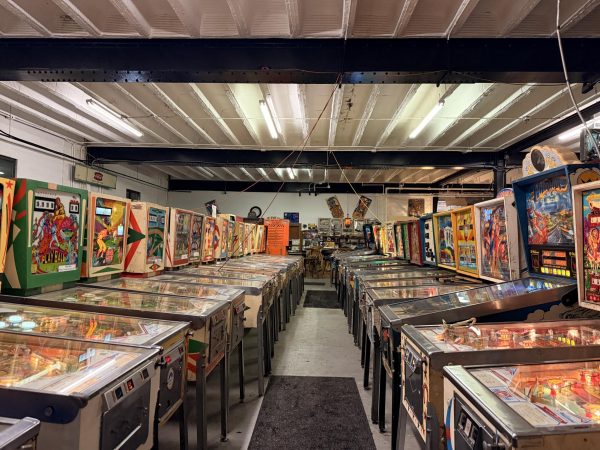 Rows upon rows of pinball machines at Pinball Perfection.